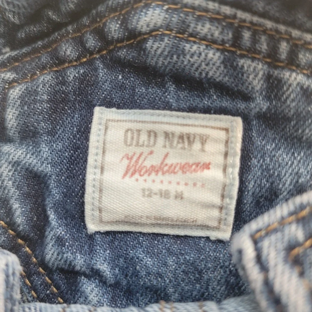 Old Navy Denim Overalls Gap Striped Bodysuit Set Toddler 12-18M Blue Grey Fall